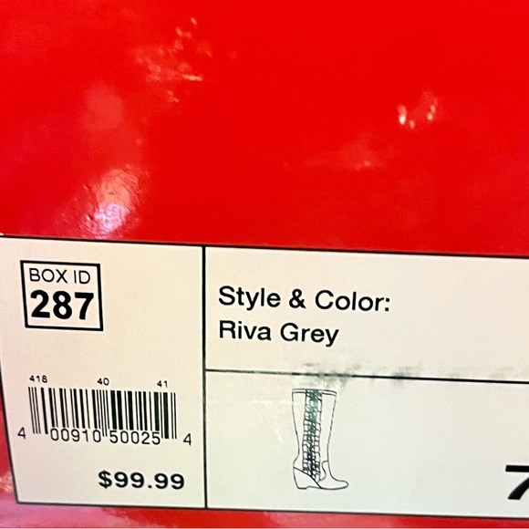 ELLE RIVA GREY WEDGES.. knee high boots beautiful pattern adorns the sides Size7 - Picture 5 of 8